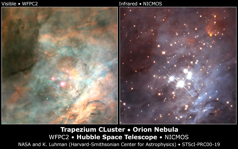 Trapezium Cluster und Orion Nebel
 von http://oposite.stsci.edu/pubinfo/Pictures.html