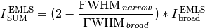 I_{\rm \,SUM}^{\,\rm EMLS} = (2-\frac{{\rm FWHM}_{\,narrow}}{{\rm FWHM}_{\,broad}})*I_{\rm \,broad}^{\,\rm EMLS}